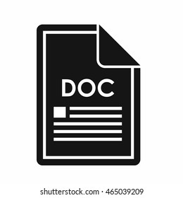 File DOC icon in simple style isolated on white background. Document type symbol