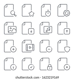 File and docs related line icons. Document ector linear icon set.