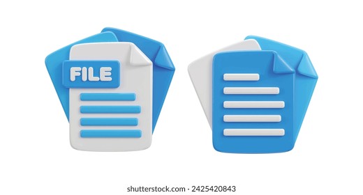 File or document 3d icon vector illustration set