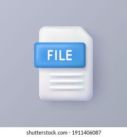 File or document 3d vector icon on background. 