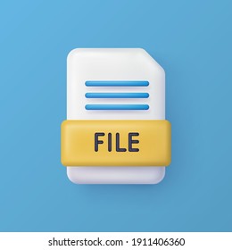 File or document 3d vector icon on background. 