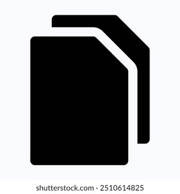File And Document, Copy Page, Paper Vector Icon, User Interface, User Experience, Isolated Silhouette Vector Icon.