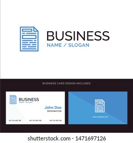 File, Document, Design Blue Business logo and Business Card Template. Front and Back Design