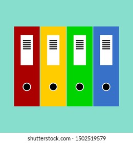 file document folders with various color isolated on green background. vector illustration 