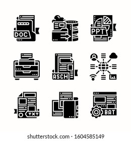 File and Document Glyph icons Pack vector