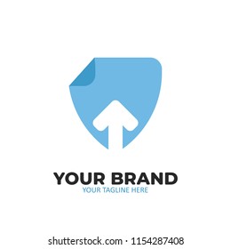 File document guard shield protection upload cloud logo icon