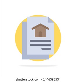 File, Document, House Abstract Circle Background Flat color Icon