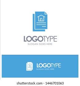 File, Document, House Blue Solid Logo with place for tagline