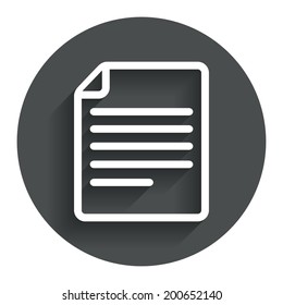 File document icon. Download doc button. Doc file symbol. Circle flat button with shadow. Modern UI website navigation. Vector