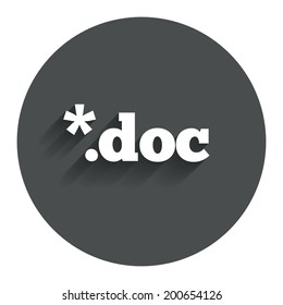 File document icon. Download doc button. Doc file extension symbol. Circle flat button with shadow. Modern UI website navigation. Vector