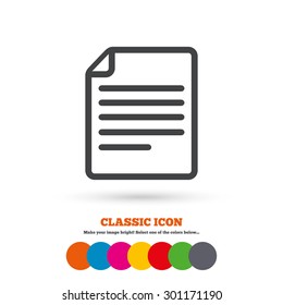 File document icon. Download doc button. Doc file symbol. Classic flat icon. Colored circles. Vector