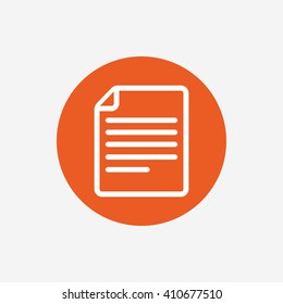 File document icon. Download doc button. Doc file symbol. Orange circle button with icon. Vector