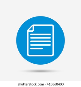 File document icon. Download doc button. Doc file symbol. Blue circle button with icon. Vector