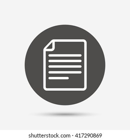 File document icon. Download doc button. Doc file symbol. Gray circle button with icon. Vector