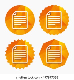 File document icon. Download doc button. Doc file symbol. Triangular low poly buttons with flat icon. Vector