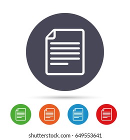 File document icon. Download doc button. Doc file symbol. Round colourful buttons with flat icons. Vector