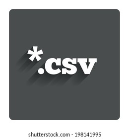 File document icon. Download tabular data file button. CSV file extension symbol. Gray flat button with shadow. Modern UI website navigation. Vector