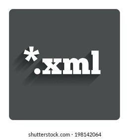 File document icon. Download XML button. XML file extension symbol. Gray flat button with shadow. Modern UI website navigation. Vector