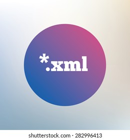 File document icon. Download XML button. XML file extension symbol. Icon on blurred background. Vector