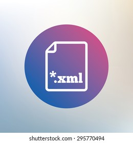 File document icon. Download XML button. XML file extension symbol. Icon on blurred background. Vector