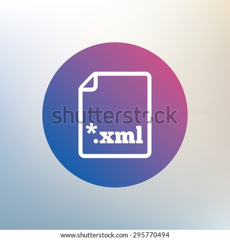 File document icon. Download XML button. XML file extension symbol. Icon on blurred background. Vector