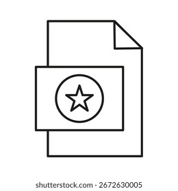 File document icon. Favorite star symbol. Important data mark. Vector graphic emblem. EPS 10.