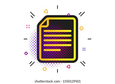 File document icon. Halftone dots pattern. Download doc button. Doc file symbol. Classic flat file icon. Vector