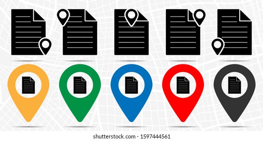 File document icon in location set. Simple glyph, flat illustration element of web, minimalistic theme icons