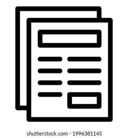 File document icon. Outline File document vector icon for web design isolated on white background