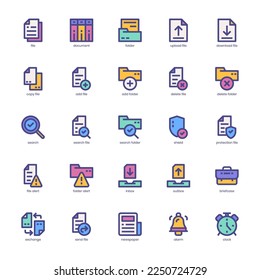 Paquete de iconos Archivo y Documento para su sitio web, móvil, presentación y diseño de logotipo. El diseño de color rellenado por iconos de archivo y documento. Ilustración gráfica vectorial y trazo editable.