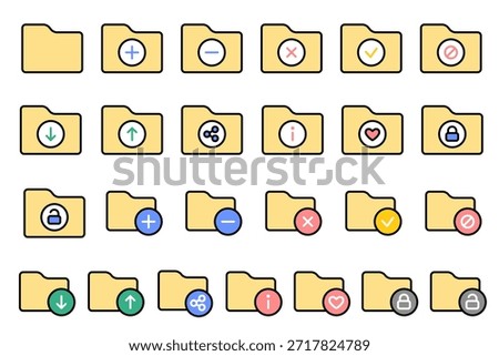 File and document icon set. Color outline style