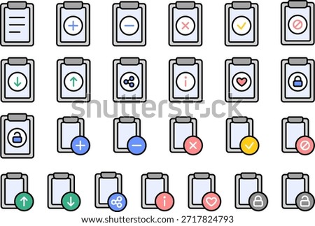 File and document icon set. Color outline style