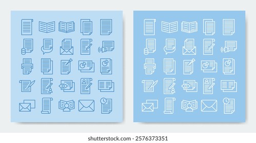 file and document icon set. Containing bill, data, document, edit, envelope, file and more. vector icons collection.