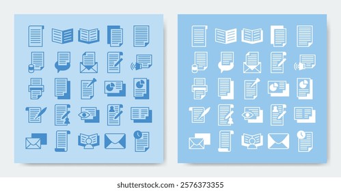 file and document icon set. Containing bill, data, document, edit, envelope, file and more. vector icons collection.