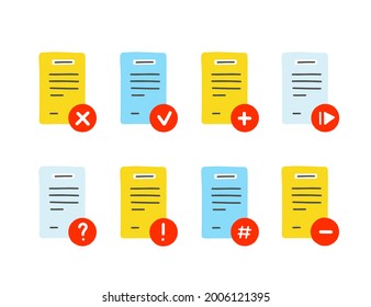 File, document icon set. Hand drawn vector illustration.