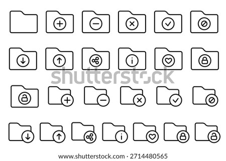 File and document icon set. Line outline style