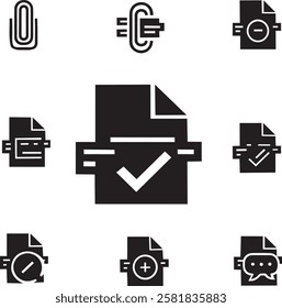 File Document Icon Set Silhouette Vector Art Illustration on a White Background