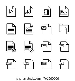 File document icon set. Simple Set of Document Flow Management Vector Line Icons