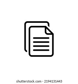 File document icon. Simple outline style. Two stacked pages, paper, business concept. Thin line vector illustration isolated on white background. EPS 10.