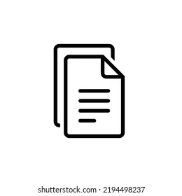 File document icon. Simple outline style. Two stacked pages, paper, business concept. Thin line vector illustration isolated on white background. EPS 10.
