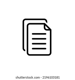 File document icon. Simple outline style. Two stacked pages, paper, business concept. Thin line vector illustration isolated on white background. EPS 10.