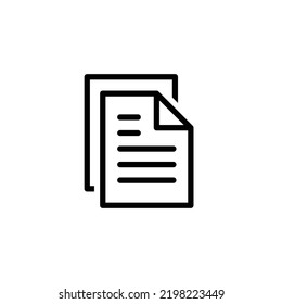File document icon. Simple outline style. Two stacked pages, paper, business concept. Thin line vector illustration isolated on white background. EPS 10.