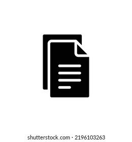 File document icon. Simple solid style. Two stacked pages, paper, business concept. Glyph vector illustration isolated on white background. EPS 10.