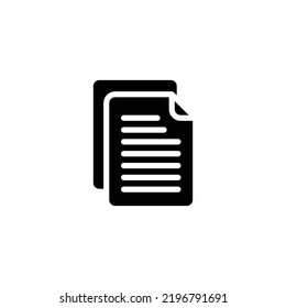File document icon. Simple solid style. Two stacked pages, paper, business concept. Glyph vector illustration isolated on white background. EPS 10.