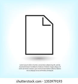 File, document icon vector illustration. Linear symbol with thin outline. The thickness is edited. Minimalist style.