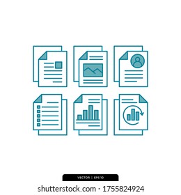 Plantilla de logotipo de Ilustración de vectores de iconos de archivo y documento 