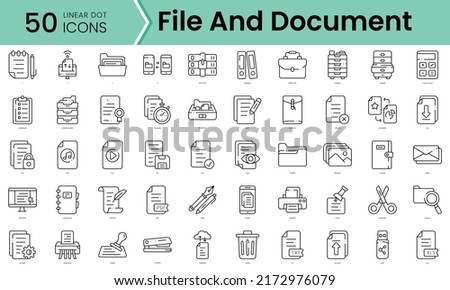 file and document Icons bundle. Linear dot style Icons. Vector illustration