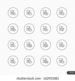 File and Document icons with circle on white background - Vector illustration