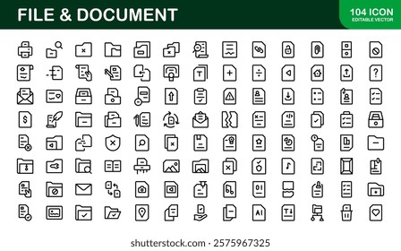 File and Document Icons for Digital Management. High-Quality Vector Illustrations for Workflows and Productivity Tools
