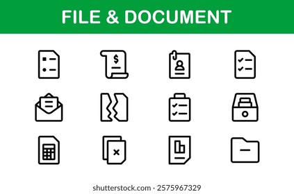 File and Document Icons for Digital Management. High-Quality Vector Illustrations for Workflows and Productivity Tools